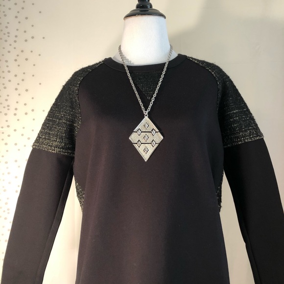 Madewell Ponte Verde Black Baseball Dress - Picture 7 of 8